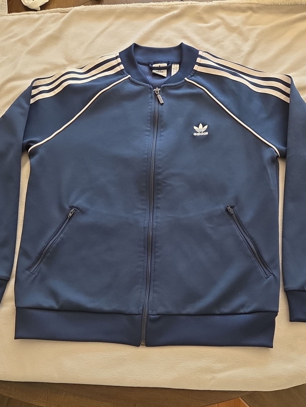 Women's Adidas Tracksuit Top, Size L, Blue & White